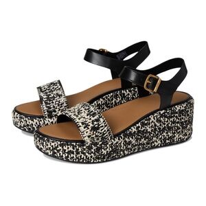 FitFlop PlatFForms Woven Wedge Leather Sandals, 9